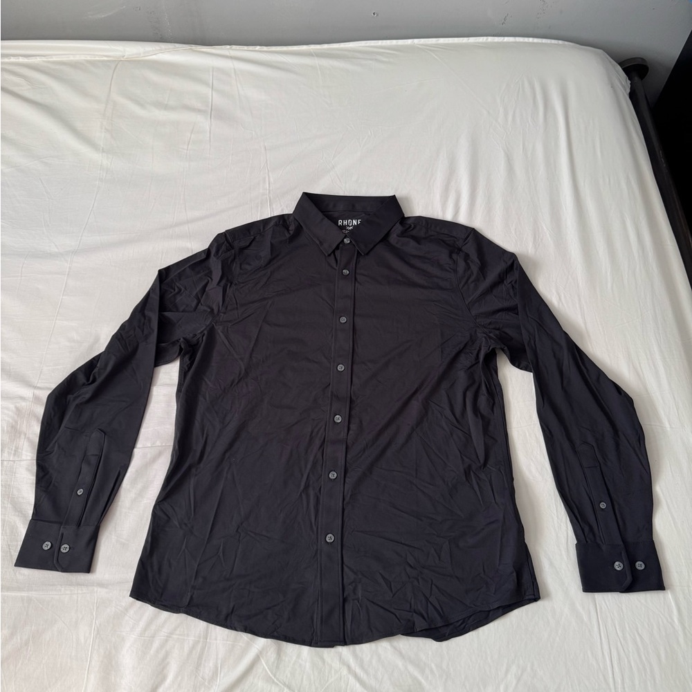 Rhône Commuter Shirt Slim Fit Black Button Down Stretch Anti-Odor Men’s Large